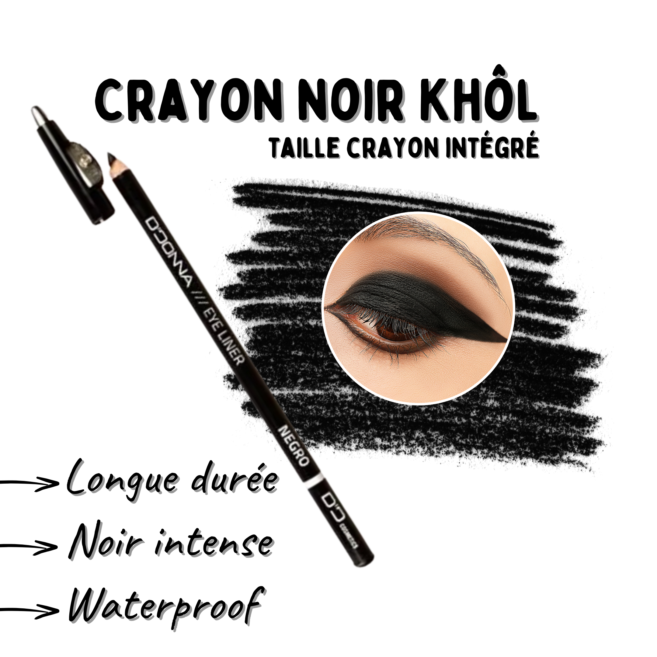 le style de fysso crayon yeux maquillage khol noir intense longue durée